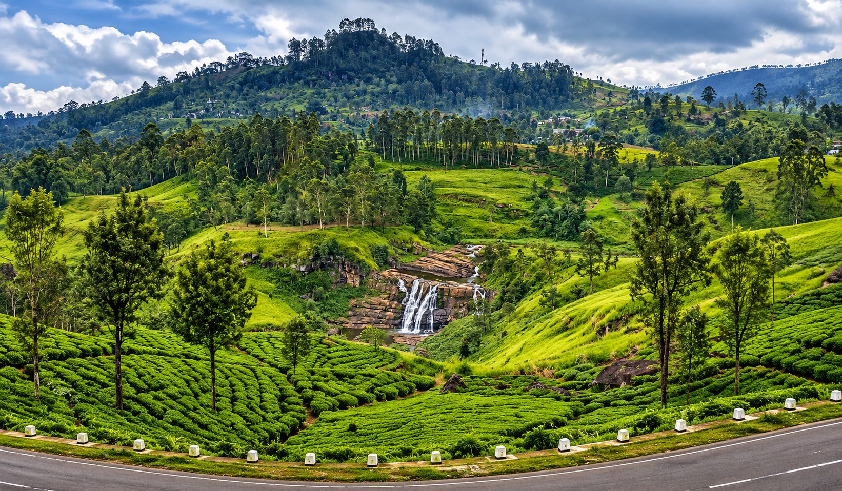 Scenic tea estates waterfall stops