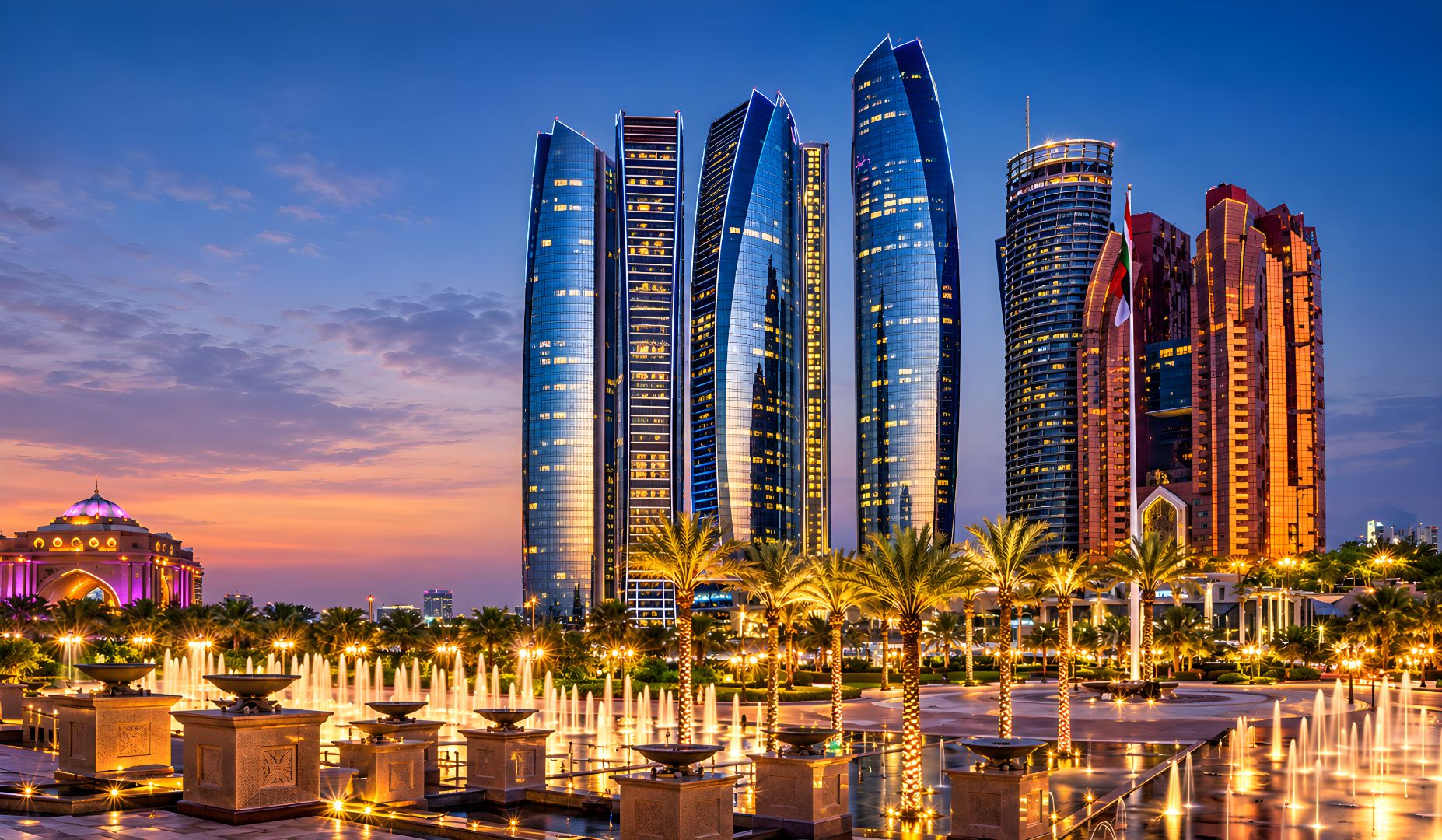 Abu Dhabi Twilight Fountains and Towers